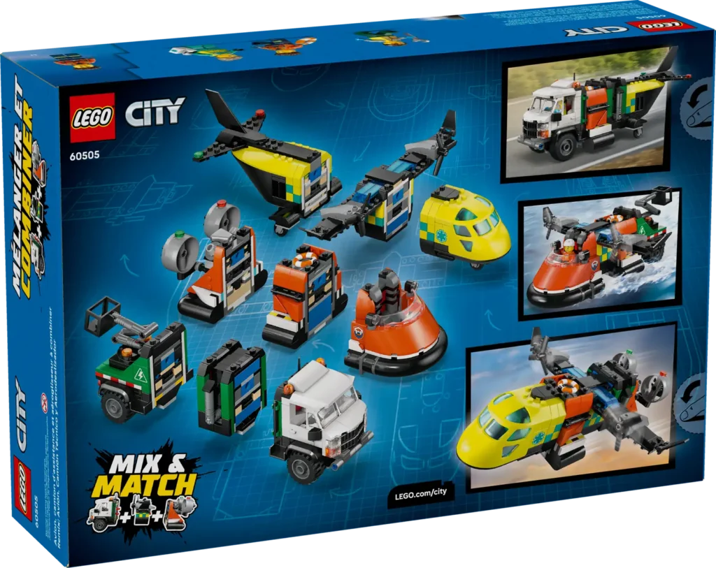 LEGO City 60505 Remix: Lietadlo, servisné vozidlo a vznášadlo