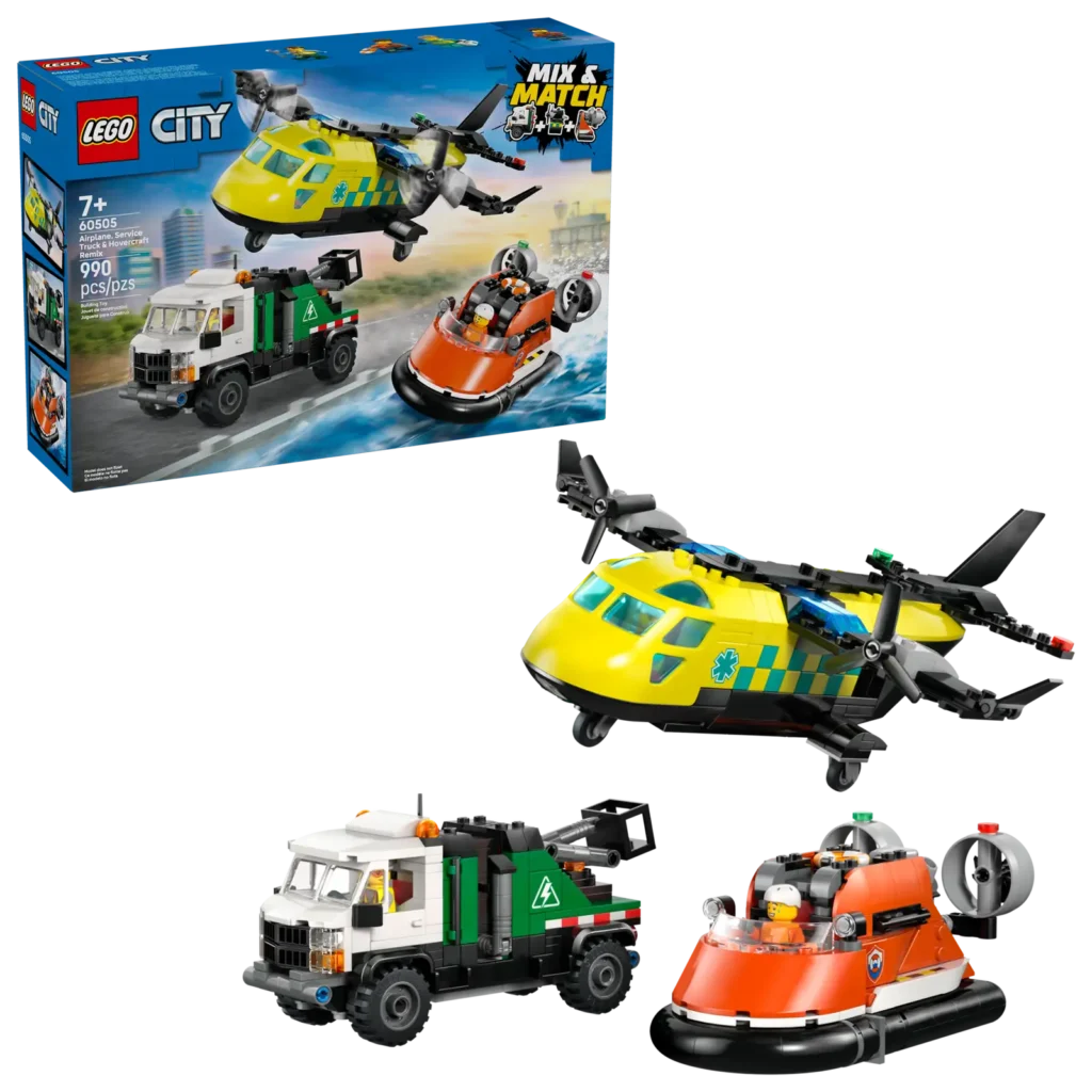 LEGO City 60505 Remix: Lietadlo, servisné vozidlo a vznášadlo
