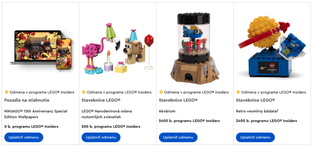 Odmeny LEGO Insiders