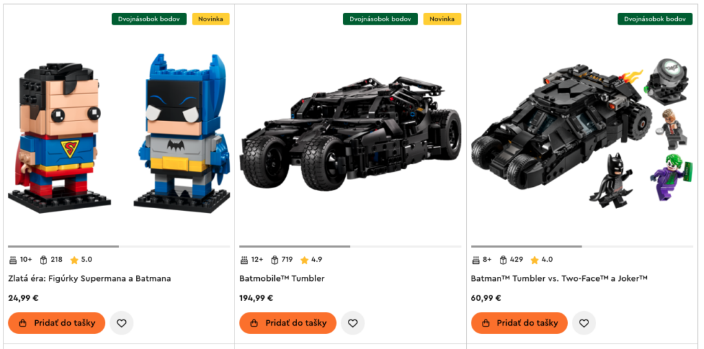 Dvojnásobné LEGO Insiders body na vybrané stavebnice Batman