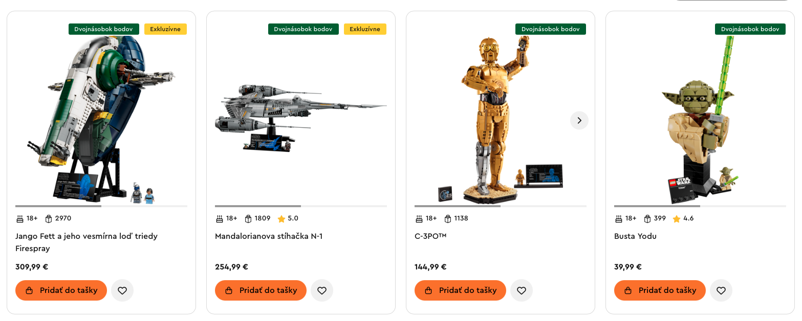 dvojnásobný počet Insiders bodov na vybrané LEGO Star Wars sety